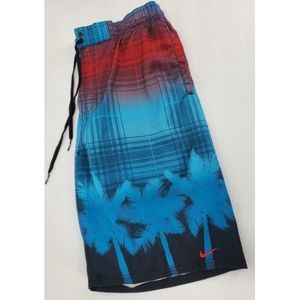 Nike Palm Trees Multi-Colored Lined Board Shorts Men's Size Medium Pockets Nice